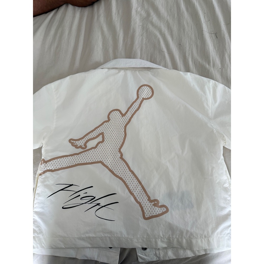 Jordan Flight Boys Jacket White Tan Jumpman Logo Mesh Lined Size M 10-12 Years - Picture 5 of 5